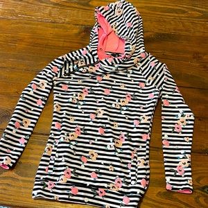 Ampersand & Avenue Double Hooded Striped Floral Sweatshirt